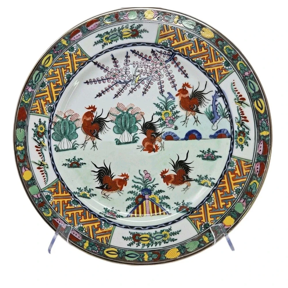 VTG RARE Yuet Tung YT Hand-Painted‎ Hong Kong Rooster 12